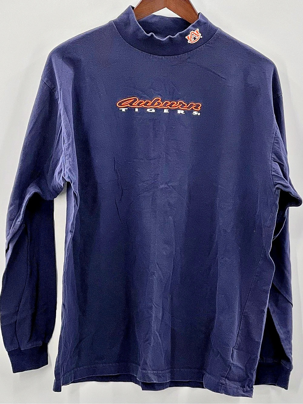 533 Red Oak Auburn Tigers Long Sleeve Mock Neck in Blue & Orange XL